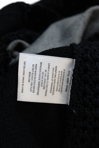 Melissa Nepton Women Sleeveless Black Cotton Blouse Button Round Neck Size L