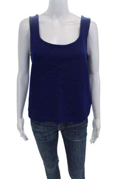 St. John Womens Basic Blue Viscose Blend Scoop Neck Tank Size M