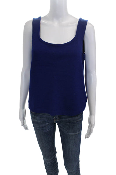 St. John Womens Basic Blue Viscose Blend Scoop Neck Tank Size M
