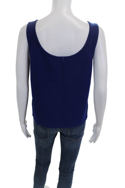 St. John Womens Basic Blue Viscose Blend Scoop Neck Tank Size M