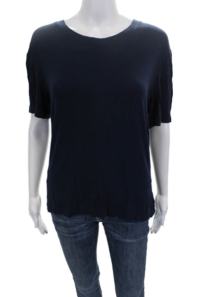 St. John Women Basic Blue Viscose Short Sleeve T-Shirt Size M