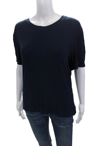 St. John Women Basic Blue Viscose Short Sleeve T-Shirt Size M