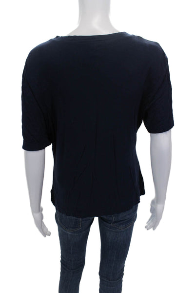 St. John Women Basic Blue Viscose Short Sleeve T-Shirt Size M
