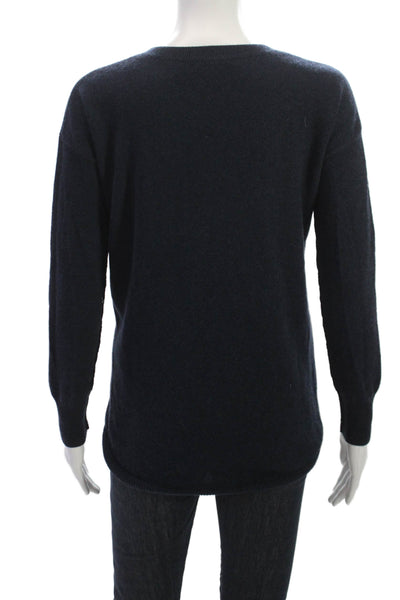 Moon & Meadow Womens Pullover Cashmere Crew Neck Blue Sweater Size XS
