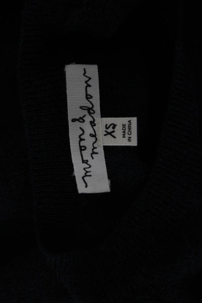 Moon & Meadow Womens Pullover Cashmere Crew Neck Blue Sweater Size XS
