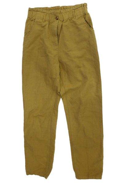 Bonpoint Girls Zipper Fly Straight Leg Casual Pants Brown Cotton Size 12