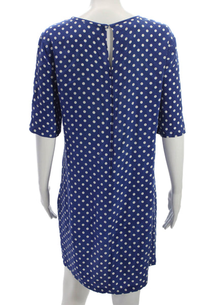 Equipment Femme Women Shift Dress Blue Polka Dot Short Sleeve Size S