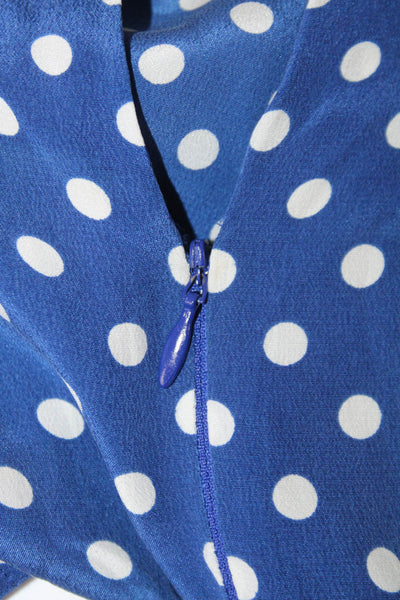 Equipment Femme Women Shift Dress Blue Polka Dot Short Sleeve Size S