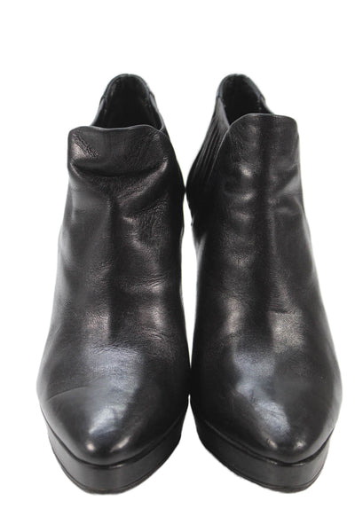 Prada Womens Leather Pleated Detail Heeled Ankle Boots Black Size 8
