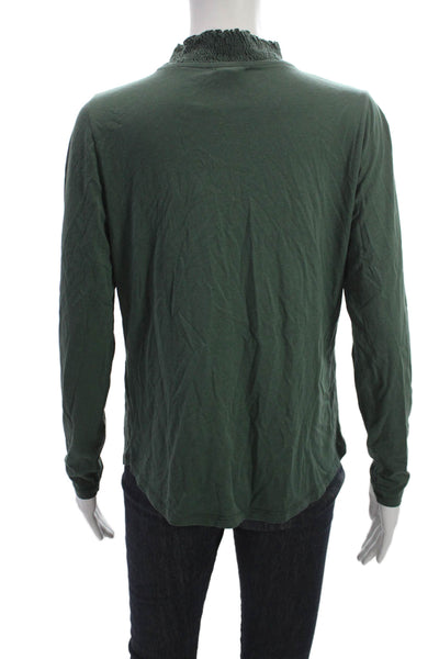Sundance Womens Green Mock Neck Long Sleeve Basic Blouse Lyocell Cotton Size S