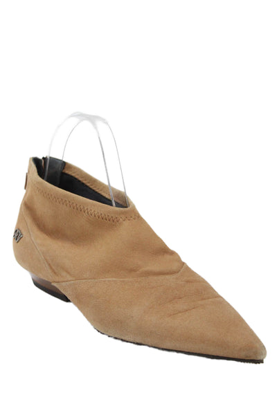 Roger Vivier Womens Back Zip Pointed Toe Suede Ankle Boots Brown Size 38.5