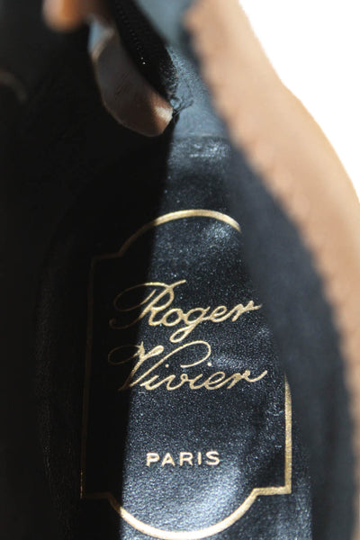 Roger Vivier Womens Back Zip Pointed Toe Suede Ankle Boots Brown Size 38.5
