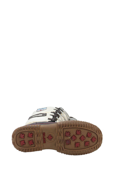 Pajar Womens Lace Up Side Logo Canvas Waterproof Boots White Brown Size 8-8.5