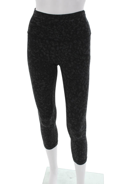 Lululemon Women Black Animal Print Capri Leggings Polyester Blend Size 4
