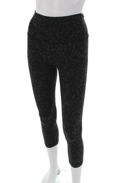 Lululemon Women Black Animal Print Capri Leggings Polyester Blend Size 4