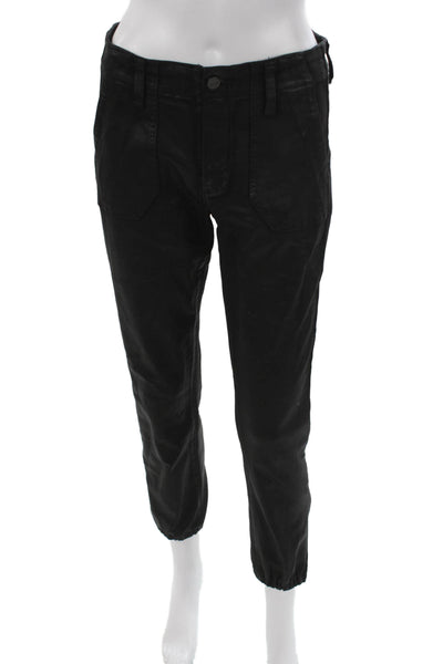 Paige Womens Ankle Jeans Black Mid Rise Rayon Button Closure Size 27