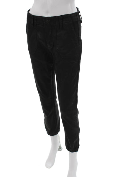 Paige Womens Ankle Jeans Black Mid Rise Rayon Button Closure Size 27