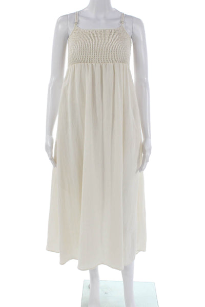Z Supply Women Maxi Dress Ivory Rayon Square Neck Sleeveless Boho Size XS