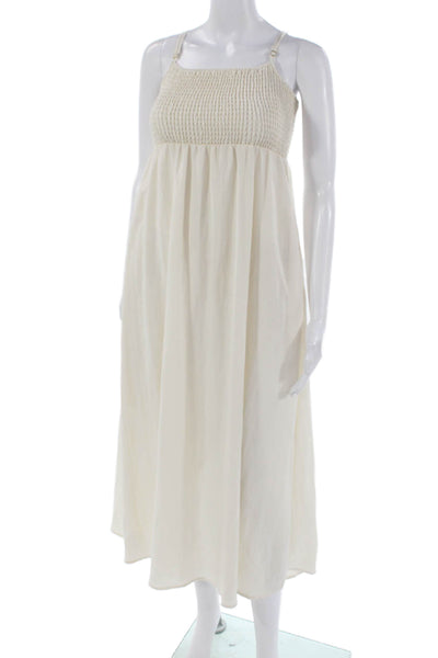 Z Supply Women Maxi Dress Ivory Rayon Square Neck Sleeveless Boho Size XS