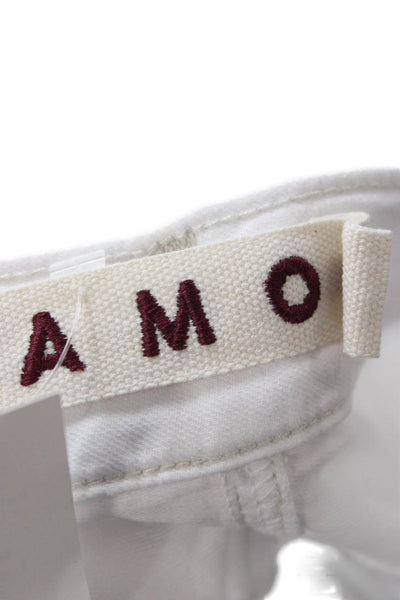 Amo Women Wide-Leg Jeans White Cotton Button Size 28
