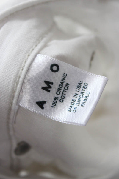 Amo Women Wide-Leg Jeans White Cotton Button Size 28