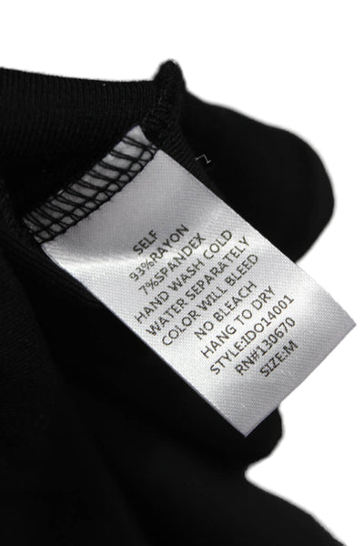 Benaar Women Maxi Dress Black V-Neck Long Sleeve Zip Rayon Size M