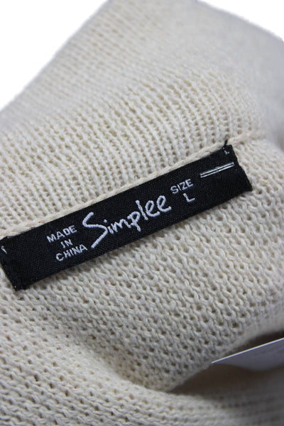 Simplee Apparel Women Overcoat Coatigan Ivory Collared Button Longsleeve Size L