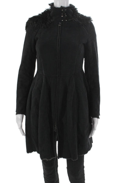 Armani Exchange Women Black Overcoat Zip Closure Polyester Size S