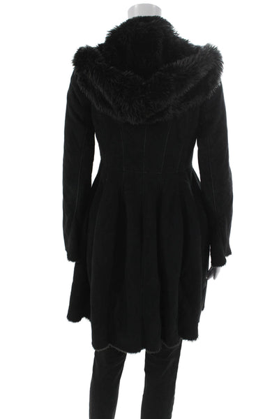 Armani Exchange Women Black Overcoat Zip Closure Polyester Size S