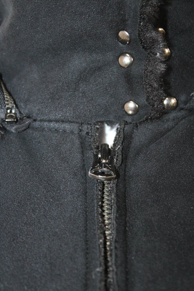 Armani Exchange Women Black Overcoat Zip Closure Polyester Size S
