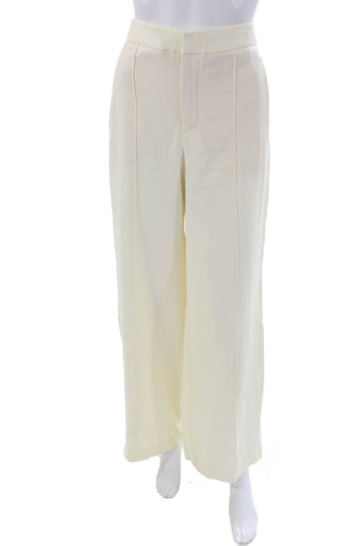 Zara Women Dress Pants Ivory Viscose Zip Inseam 30 Size S