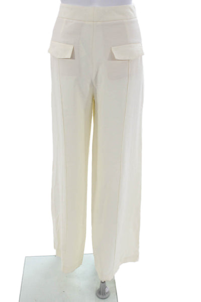 Zara Women Dress Pants Ivory Viscose Zip Inseam 30 Size S