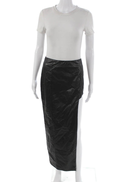 NIA Womens Black Cotton Straight Pencil Midi Skirt Zip Size S