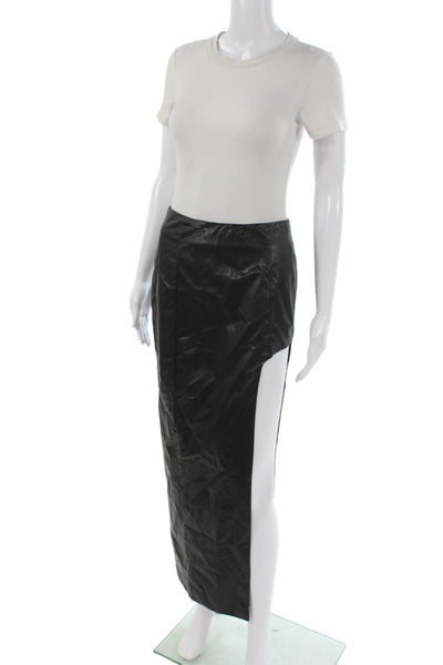 NIA Womens Black Cotton Straight Pencil Midi Skirt Zip Size S