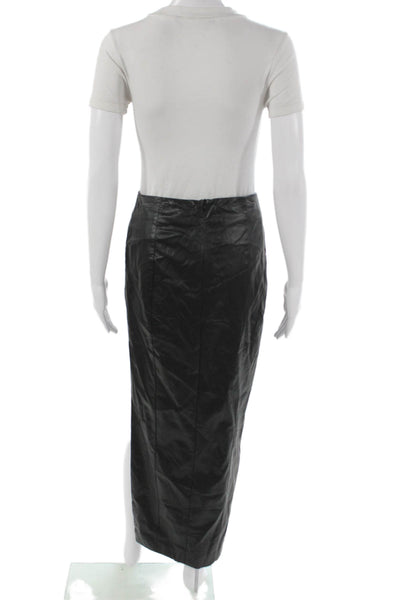 NIA Womens Black Cotton Straight Pencil Midi Skirt Zip Size S