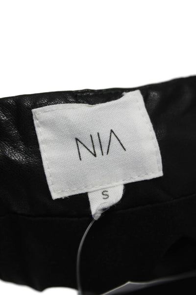 NIA Womens Black Cotton Straight Pencil Midi Skirt Zip Size S