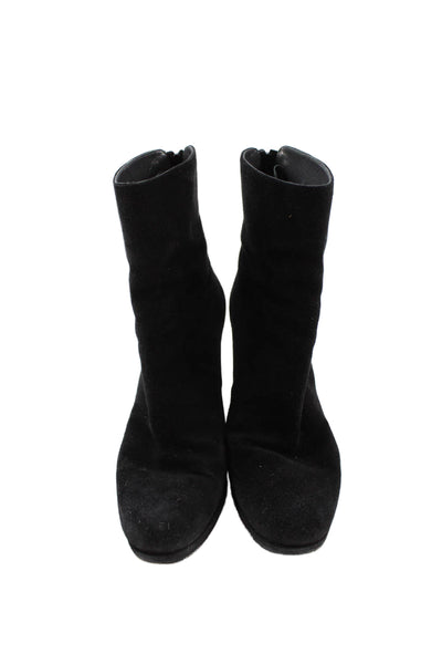 Stuart Weitzman Womens Suede Zip Round Toe Heeled Boots Black Size 8