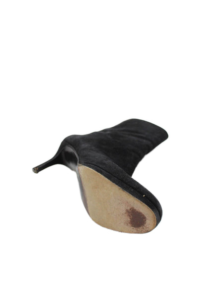Stuart Weitzman Womens Suede Zip Round Toe Heeled Boots Black Size 8