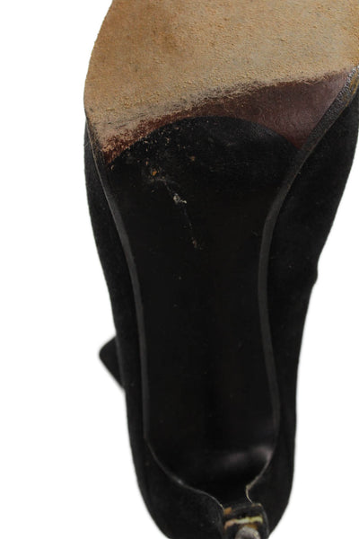 Stuart Weitzman Womens Suede Zip Round Toe Heeled Boots Black Size 8