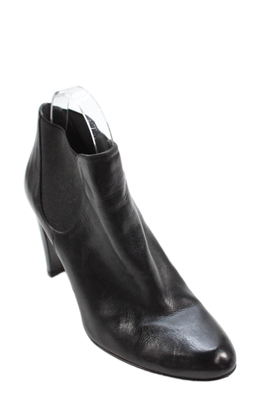 Stuart Weitzman Womens Leather Round Toe High Heeled Boots Black Size 8