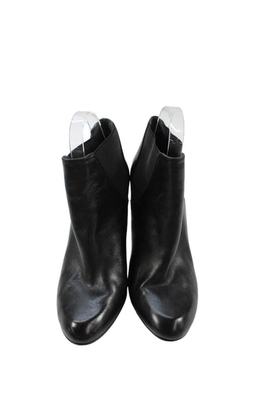 Stuart Weitzman Womens Leather Round Toe High Heeled Boots Black Size 8