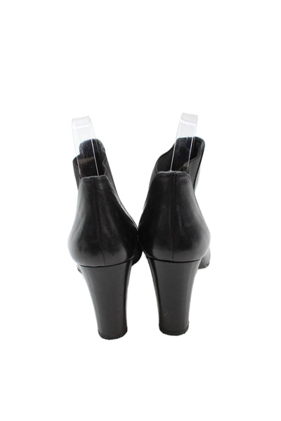 Stuart Weitzman Womens Leather Round Toe High Heeled Boots Black Size 8
