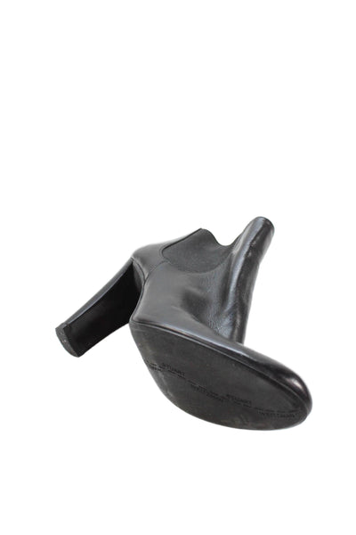 Stuart Weitzman Womens Leather Round Toe High Heeled Boots Black Size 8