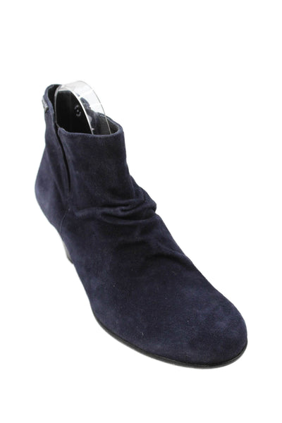 Mephisto Womens Suede Zippered Heeled Ankle Boots Blue Size 7