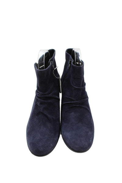 Mephisto Womens Suede Zippered Heeled Ankle Boots Blue Size 7