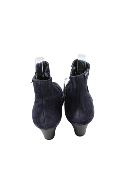Mephisto Womens Suede Zippered Heeled Ankle Boots Blue Size 7