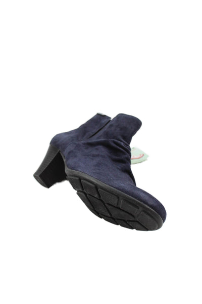 Mephisto Womens Suede Zippered Heeled Ankle Boots Blue Size 7