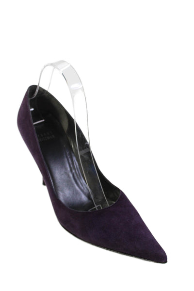 Stuart Weitzman Womens Suede Pointed Toe High Heels Pumps Purple Size 8M