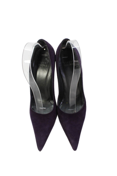 Stuart Weitzman Womens Suede Pointed Toe High Heels Pumps Purple Size 8M