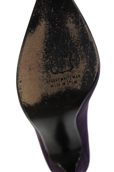 Stuart Weitzman Womens Suede Pointed Toe High Heels Pumps Purple Size 8M
